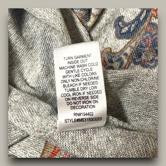 Cactus & Pear Floral Cowl Neck Long Sleeve Tunic Top with Beaded Embellishments - Picture 10 of 13